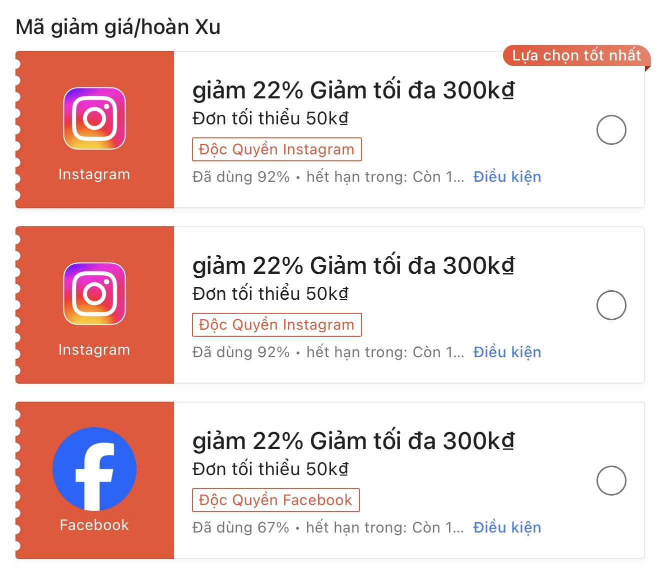 Hướng dẫn nhận mã giảm giá Facebook và Instagram trên Shopee